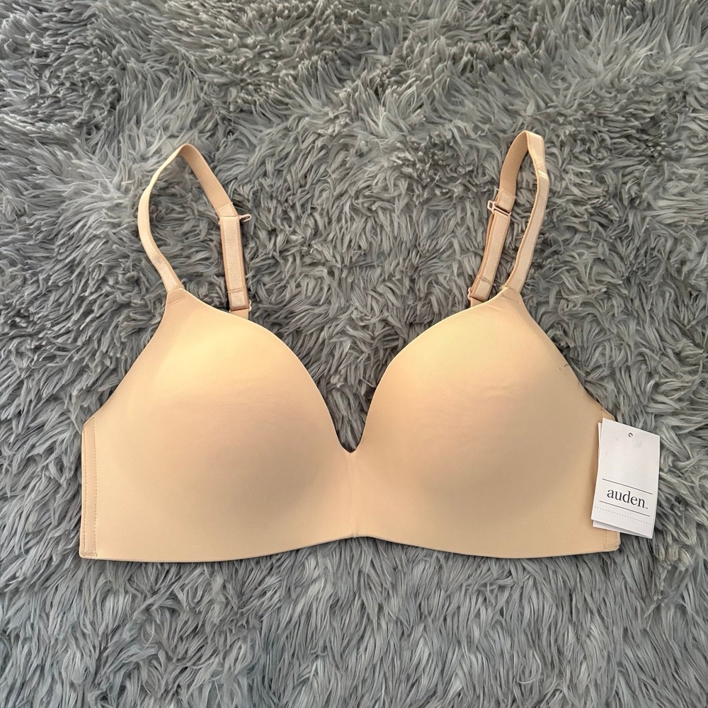 Auden‎ Smooth Lightly Lined Wire-free Bra Beige Size 34C Soft NEW WITH TAGS